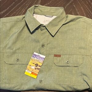 Orvis Men's Casual Olive Button Down Shirt